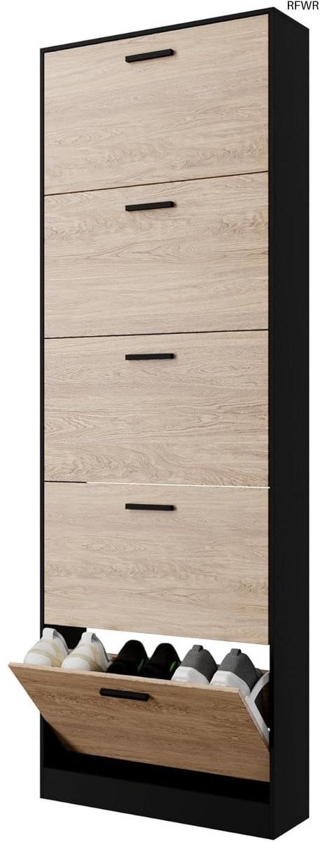 RFWR Schoenenkast voor 24 paar – Modern Scandinavisch design in wood effect – Ruimtebesparende schoenenkast voor de hal