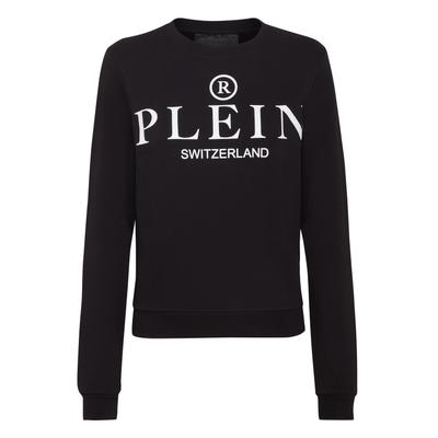 Sweatshirt PHILIPP PLEIN "Iconic Plein", Damen, Gr. S, schwarz (02, schwarz), Obermaterial: 100% Baumwolle, Sweatshirts Sweatshirt