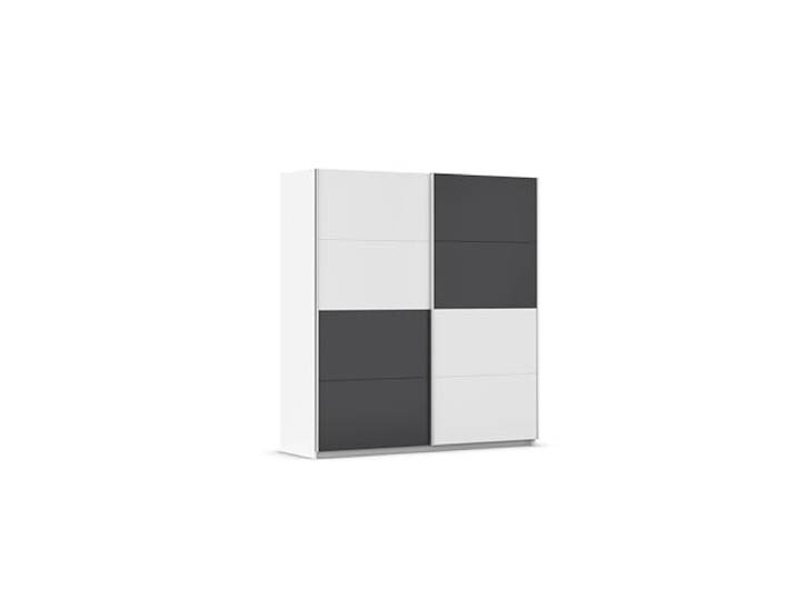 Rauch Möbel SUBITO, Schwebetürenschrank, Weiß/Grau metallic, Breite 181 cm Kleiderschrank mit Schiebetüren, 2-türig, für Schlafzimmer, Kinderzimmer, Jugendzimmer, Garderobe, Flur