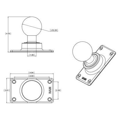 RAM Mounts UNPKD 2-13/16Inch X 5Inch (RAM-D-243U)