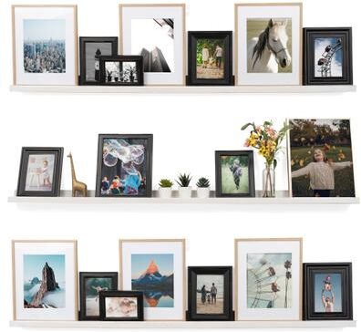 Rustic State Set of 3 Wall Mounted Shelves 60 Inch Photo Ledge
