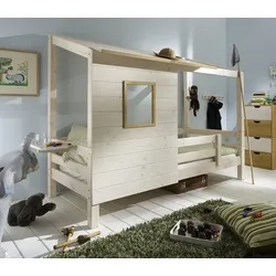 Infanskids Einzelbett mit Hüttendach-Bettaufsatz