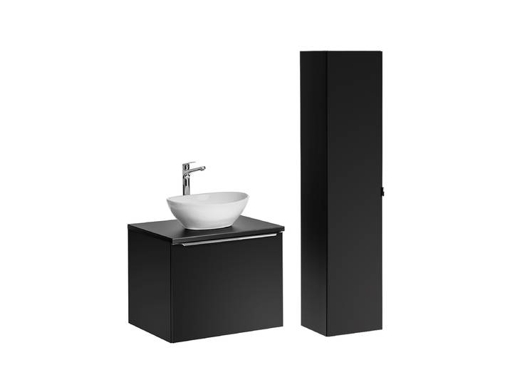 Ensemble meuble simple vasque 60cm et colonne Éros Noir