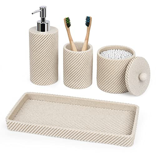 LeucSuiok Badkamer Accessoires Set 4-delig, Beige