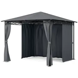 Blumfeldt Mondo Pavillon 3x3 | Stahlrahmen | Wetterfest | 4 Seitenwände Dunkelgrau