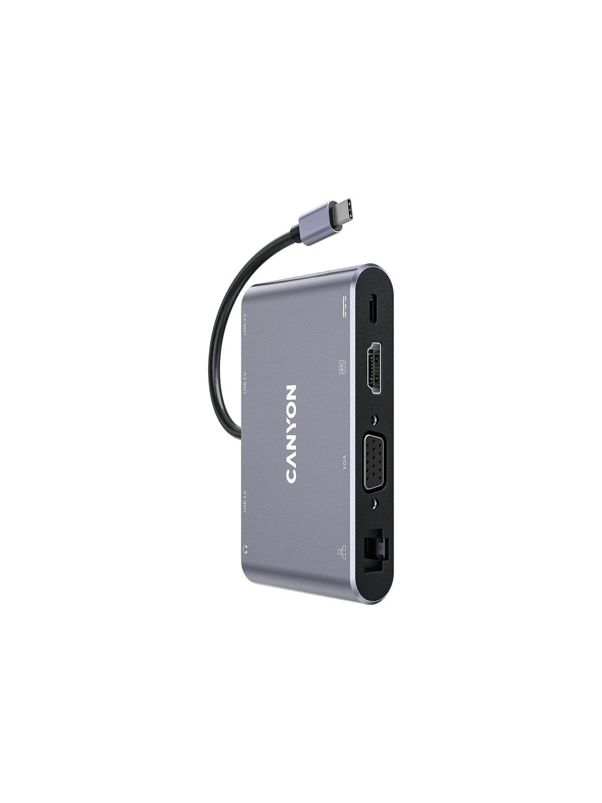 Canyon DS-14 8-in-1 USB-C Hub 4K, Dunkelgrau
