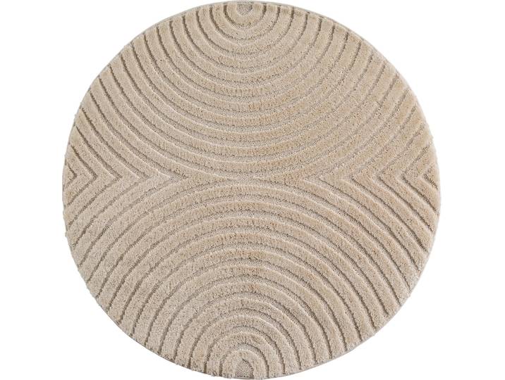 Teppich AYYILDIZ TEPPICHE ART 1122 , auch als Läufer und in Rund erhältlich , beige, H:8mm Ø:160cm, Teppiche, Teppich, Boho Design, 3D Optik, Struktur Hoch Tief, skandinavisch, Wohnzimmer