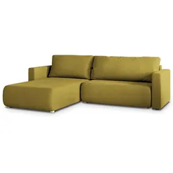 ECKSOFA TURIN Gelb Geflochtener Stoff mit Schlaffunktion