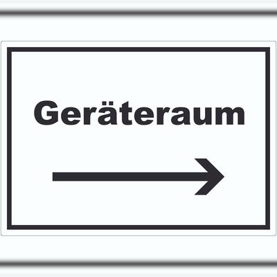 HB-Druck Geräteraum Aufkleber mit Text und Richtungspfeil rechts Schuppen waagerecht A2 (420x594mm)
