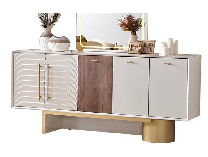 JVmoebel Konsole Konsole in Weiß mit goldenen Akzenten und Edelstahlgriffen (Packung, 1 St., Konsole), Made in Europa
