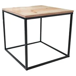 Lex Beistelltisch Metalltisch Holz Kiefer Couchtisch Sofatisch Kaffeetisch 45x45 cm : 45 x 45 x 42 cm