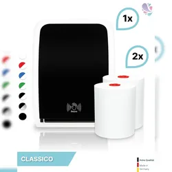 Blanc HYGIENIC SET: Handtuchrollenspender SENSOR, berührungslos, Blanc Cosmos + 2 Handtuchrollen "Classico" - PRODUKTSET