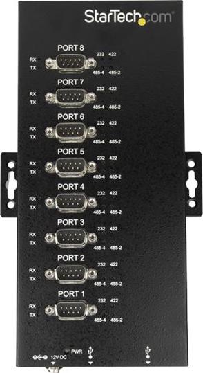 StarTech.com 8 Port Serieller Hub, USB auf RS232/RS485/RS422 Adapter - Industrieller USB 2.0 auf DB9 Konverter Hub - IP30 Schutzklasse - Hutschienenmontierbar, 15kV ESD Schutz, USB 2.0, Seriell, Schwarz, Stahl, Leistung, AC