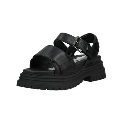 Riemchensandale BUFFALO "Buffalo Sandalen Lederimitat", Damen, Gr. 37, schwarz, Lederimitat, Schuhe Riemchensandale