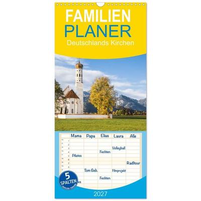 Familienplaner 2027 - Deutschlands Kirchen mit 5 Spalten (Wandkalender, 21 x 45 cm) CALVENDO