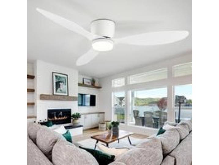 Ventilateur Plafonnier 106cm Avec Lumière LED 3 Pales Noir Montage Affleurant Télécommande Gradation Continue Intérieur/Extérieur