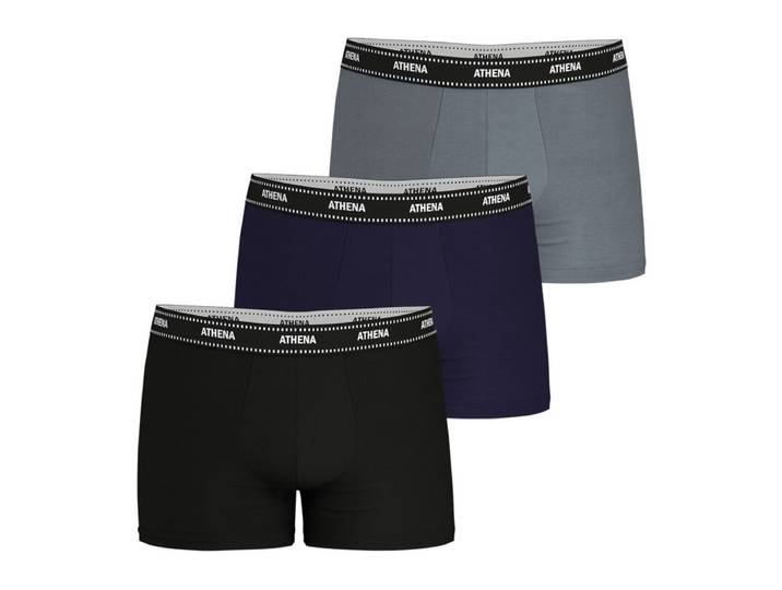 ATHENA My Petit Prix Boxers Lot de 3, Noir-Marine-Gris