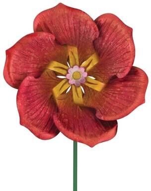 Regal Art & Gift 61 Inch Textured Flower Spinner Stake - Poppy
