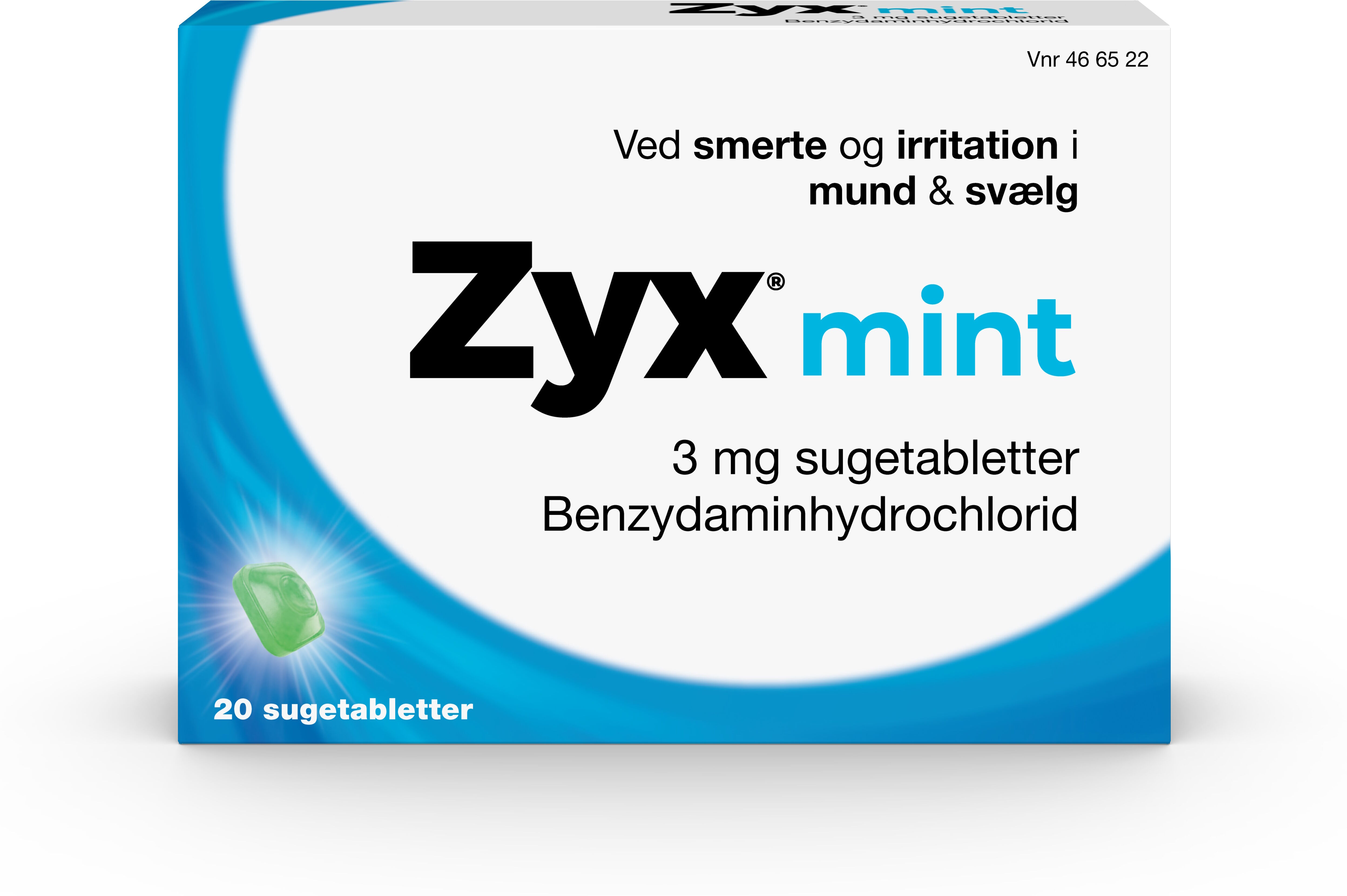 Zyx mint 3 mg 20 stk Sugetabletter