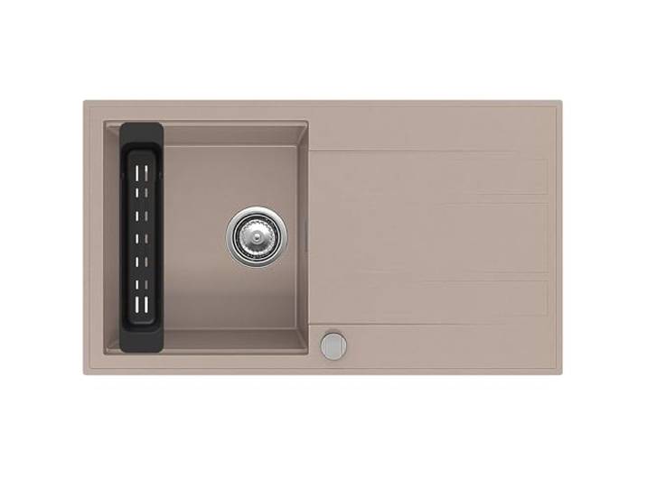 SINK QUALITY Küchenspüle mit Abtropffläche - Spülbecken beige 80x46 cm - inkl. Siphon und Imprägniermittel - Einbauspüle für 55er Unterschrank - Granitspüle beige