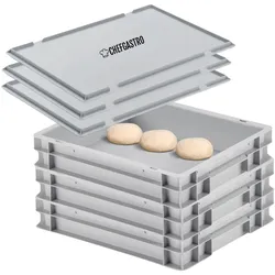CHEFGASTRO Mega Deal 3x Pizzateigbehälter mit 3x Deckel | HxBxT 8,5x30x40cm | 9 Liter | Stapelbare Pizzaballenbox Pizzaballenbehälter Pizzateigbox