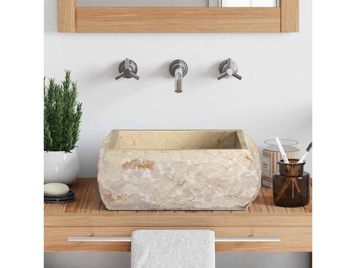 vidaXL Waschbecken Creme 30x30x13 cm Marmor