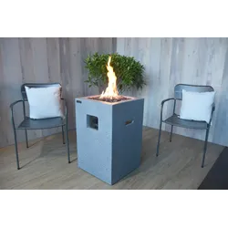 Elementi Gasfeuerstelle "Kelut" in Naturstein-Optik,grau,45 x 45 x 70 cm (L x B x H)