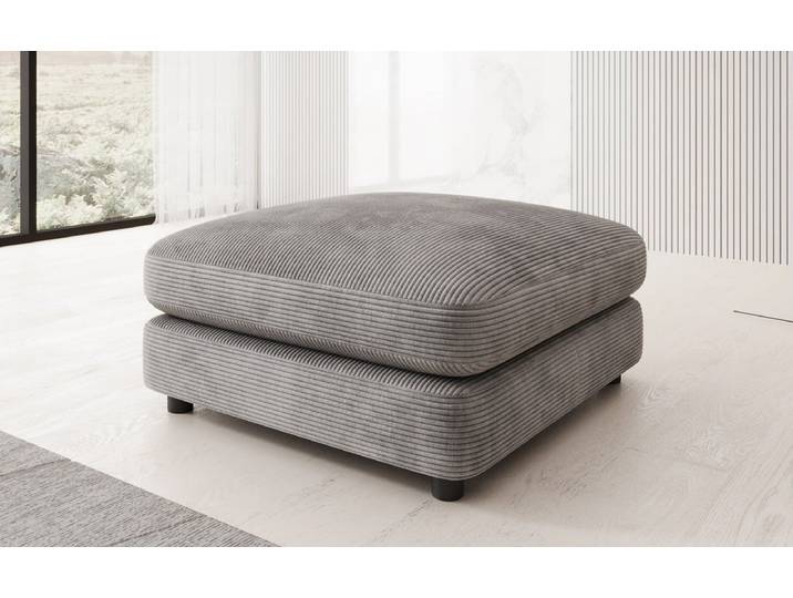 Beistellhocker Thalessa in Cord 90x90cm - Vintage Blau - Cord - Luxusbetten24