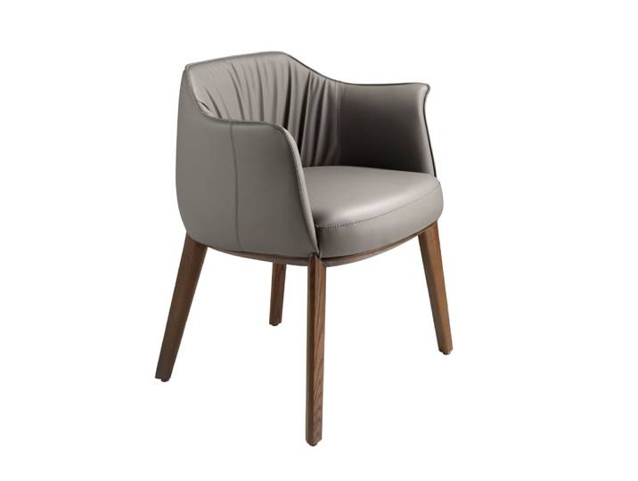 Chaise moderne en simili-cuir grise avec accoudoirs