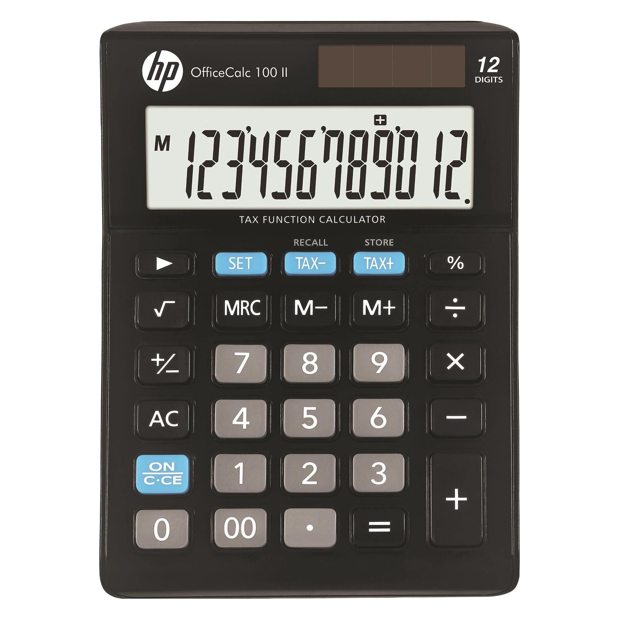 HP OfficeCalc 100 II Tischrechner schwarz (Batteriebetrieb, Solarenergie) (HP-OC100II/INT BX)