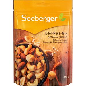 Seeberger Nussmischung Edel-Nuss-Mix, im Beutel, geröstet & gesalzen, wiederverschließbar, 4 Nusssorten, 150 g