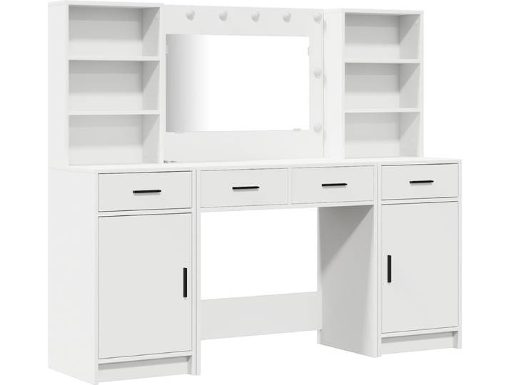 vidaXL - Dressing - tafel - set - met - LED - 3 - st - Wit - Bewerkt - hout