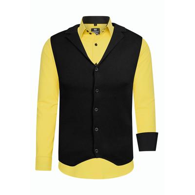 Langarmhemd RUSTY NEAL, Herren, Gr. 3XL, EURO-Größen, gelb, 60% Baumwolle, 37% Polyester, 3% Elasthan, mehrfarbig, Hemden, inklusive Langarmhemd und Weste