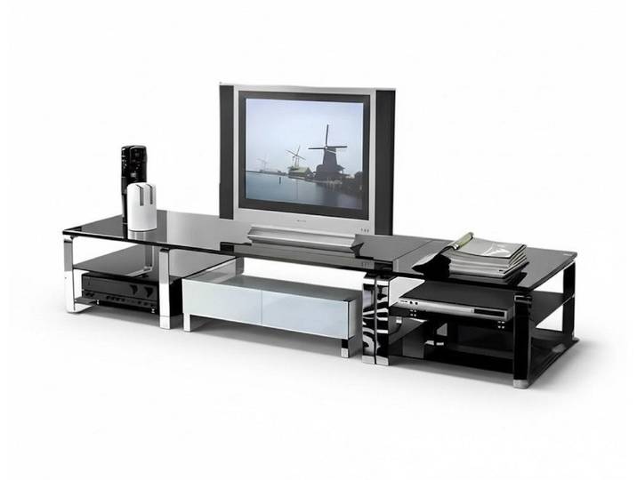 JVmoebel Lowboard Modernes TV-Lowboard aus Glas und Holz in Schwarz Sofort