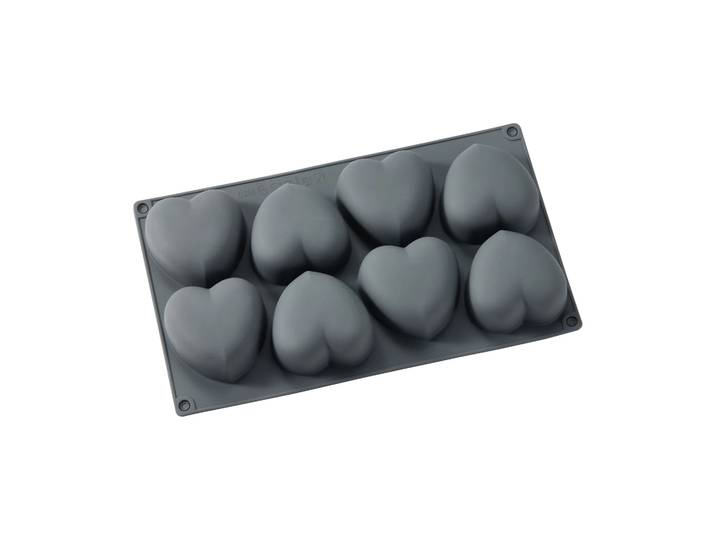 Dorre Moule à gâteau Beck Gris, cœur, silicone, 8 pcs