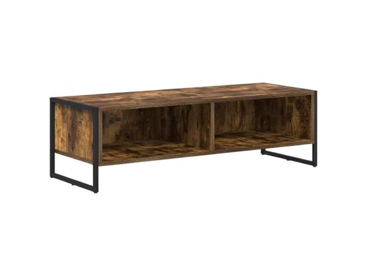 KUPTYERFG TV Board Raucharbe 100x36,5x30,5 cm Lowboard Holzwerkstoff Kompakter Fernsehtisch im Industriedesign mit Stahlfüßen und offenen Fächern für Wohnzimmer und Schlafzimmer.
