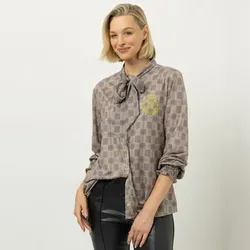 SCHIFFHAUER MUNICH® Bluse, langarm Schleife Knopfleiste figurumspielend