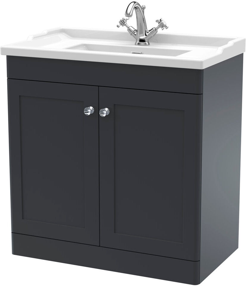 Nuie Classique 800mm Double Bathroom Vanity with Vanity Top Satin Anthracite 820mm W