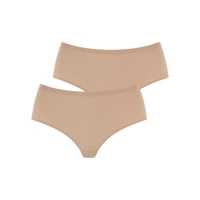 High-Waist-String LASCANA "Superstretch", Damen, Gr. L/XL, beige (beige 2x), Jersey, Obermaterial: 77% Polyamid, 23% Elasthan, unifarben, Unterhosen High-Waist-String, nahtlose Verarbeitung, leichte Mikrofaserqualität