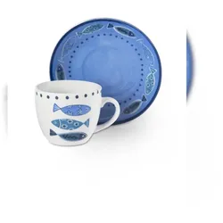 Excelsa 6er-Set Espressotassen mit Untertassen Ocean aus Porzellan 7 cl mehrfarbig