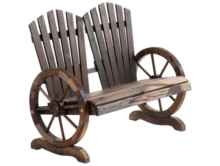 Outsunny Gartenbank mit Armlehne Sitzbank Gartenmöbel Massivholz Dunkelbraun