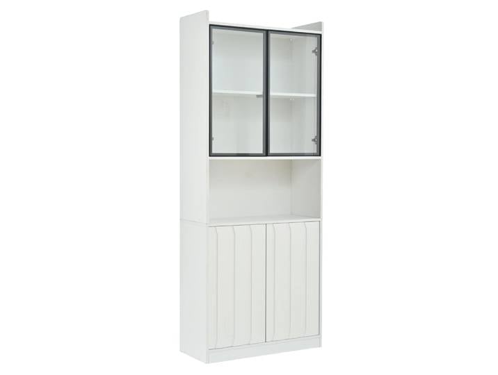 Vitrine led avec portes en verre et 5 compartiments 80x35x200 cm blanc