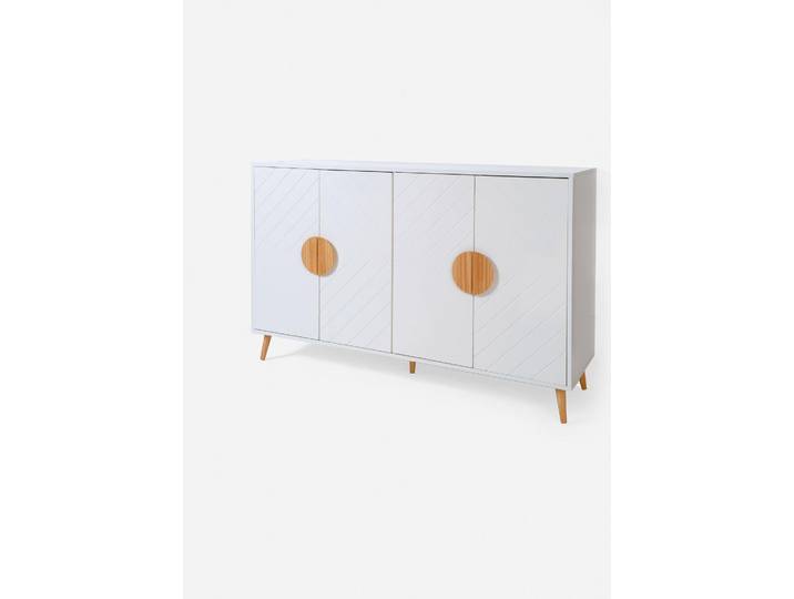 bonprix Sideboard, 88x140x40 cm, Sideboard in schlichtem Weiß mit Holzakzenten, weiß