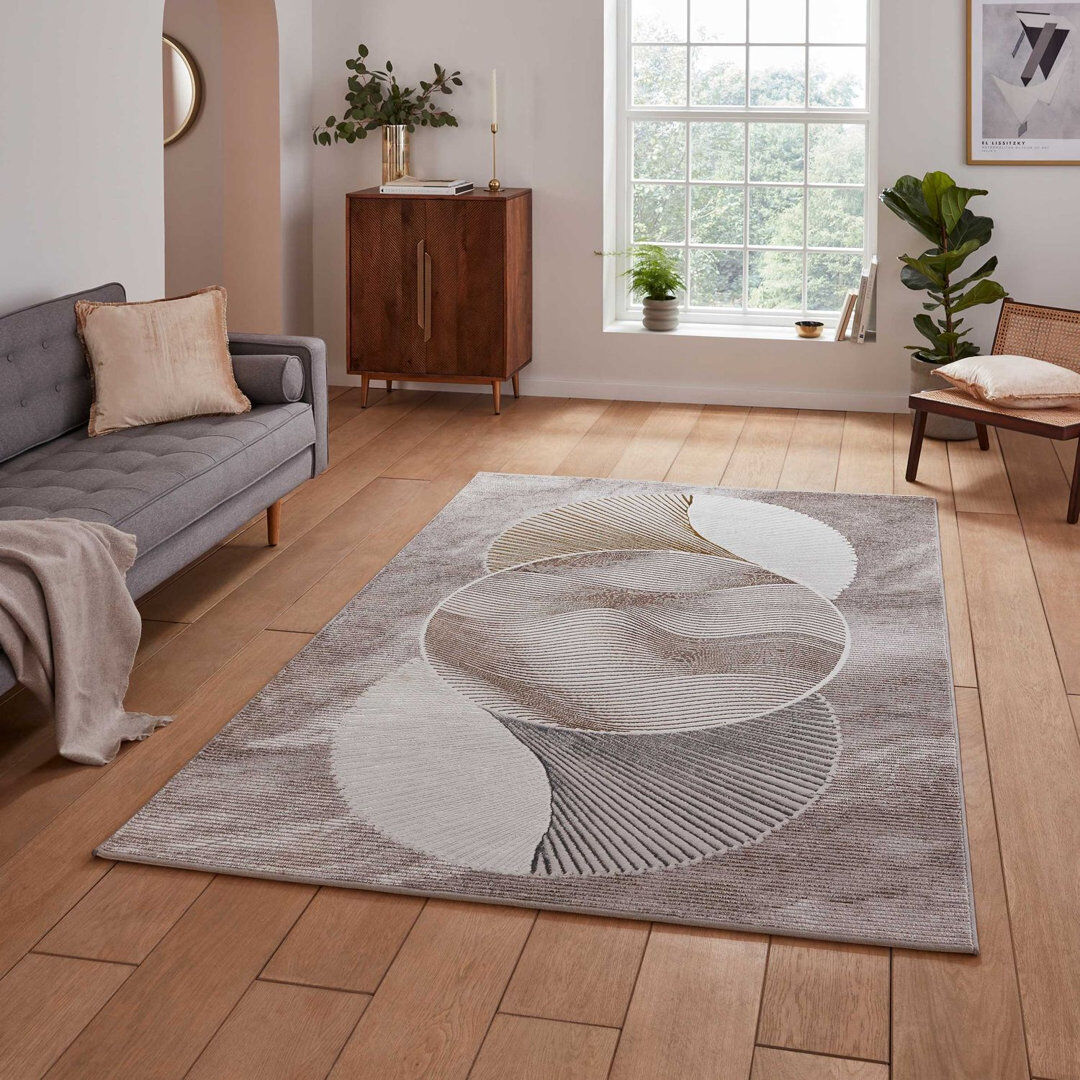 Think Rugs Creation area rug Machine Woven Rectangle Gold Gold Rectangle 160 x 230cm