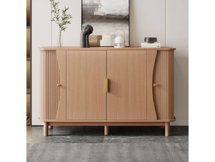 NuvlaGu – Buffet 140 cm – Meuble de rangement à 4 portes – Idéal pour le salon ou la cuisine – Couleur bois