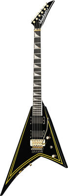 Jackson MJ Series Rhoads RR24MG BK Schwarz Hochglanz mit gelben Pinstripes