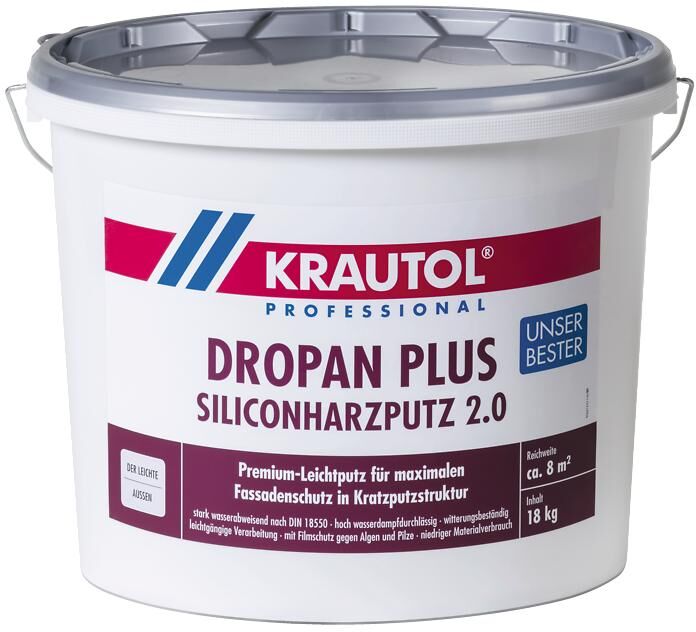 KRAUTOL Dropan PLUS Siliconputz K 2.0 weiß, auch Tönbasis, 24 x 18 kg auf Palette