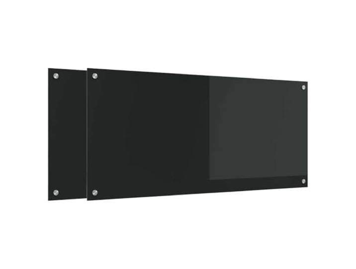 vidaXL Küchenrückwand 2 stk. Schwarz 110 x 50 cm Gehärtetes Glas