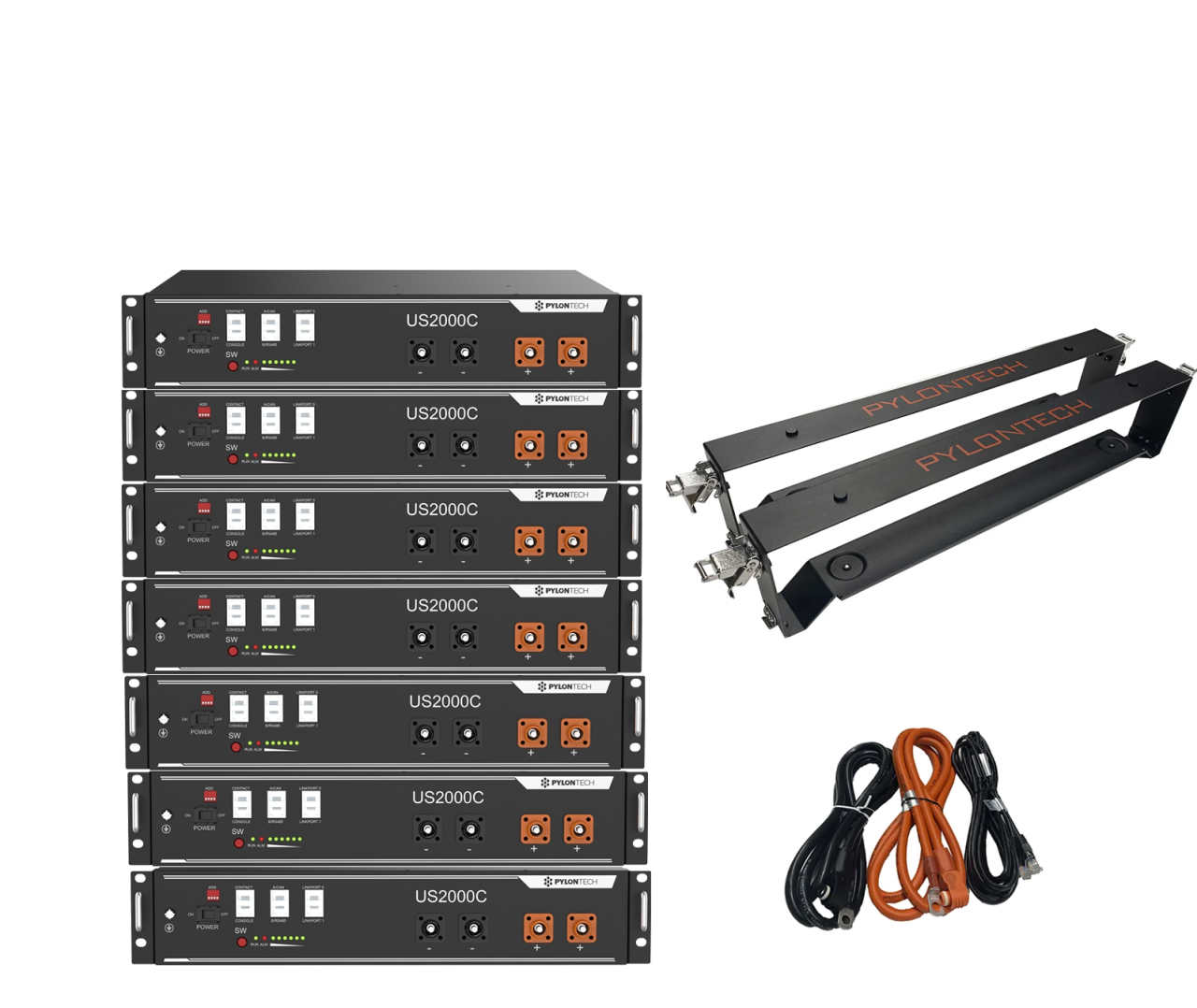 Pylontech 7 x US2000C 16,8 kWh Solarspeicher Lithium LiFePO4 inkl. Kabel, Halterung und BMS