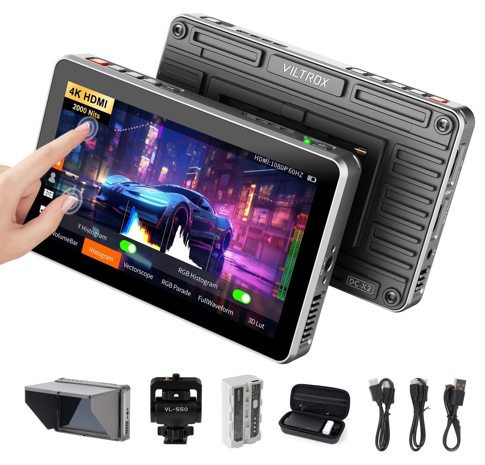 Selius Touchscreen Camera Field Monitor, 6 inch, 2000 Nits, 4K HDMI Loop In/Out